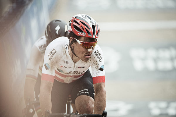 Caught up in the moment with Roubaix runner-up Silvan Dillier