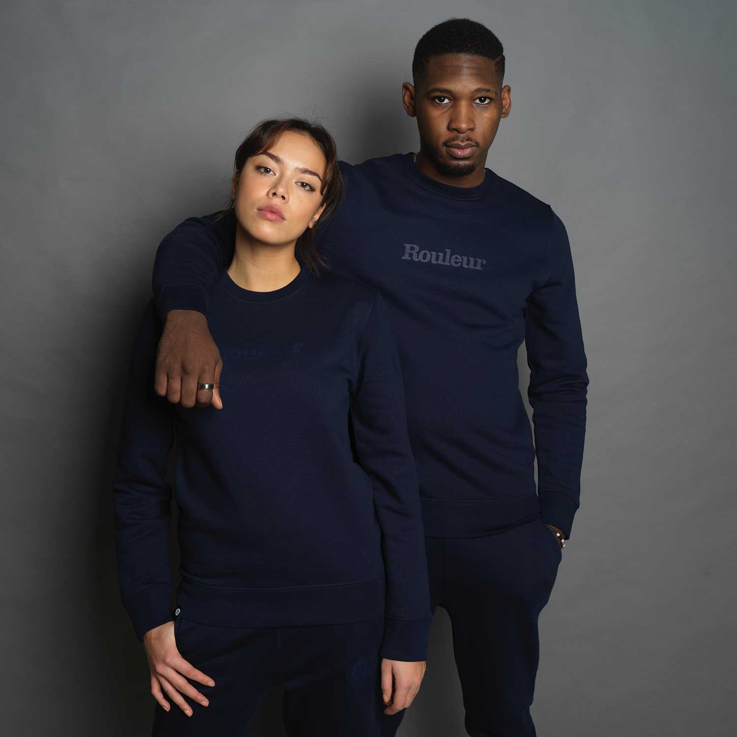 Rouleur Logo - Organic Sweatshirt - Unisex - French Navy