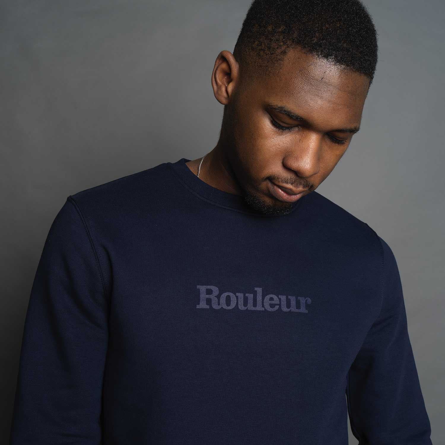 Rouleur Logo - Organic Sweatshirt - Unisex - French Navy