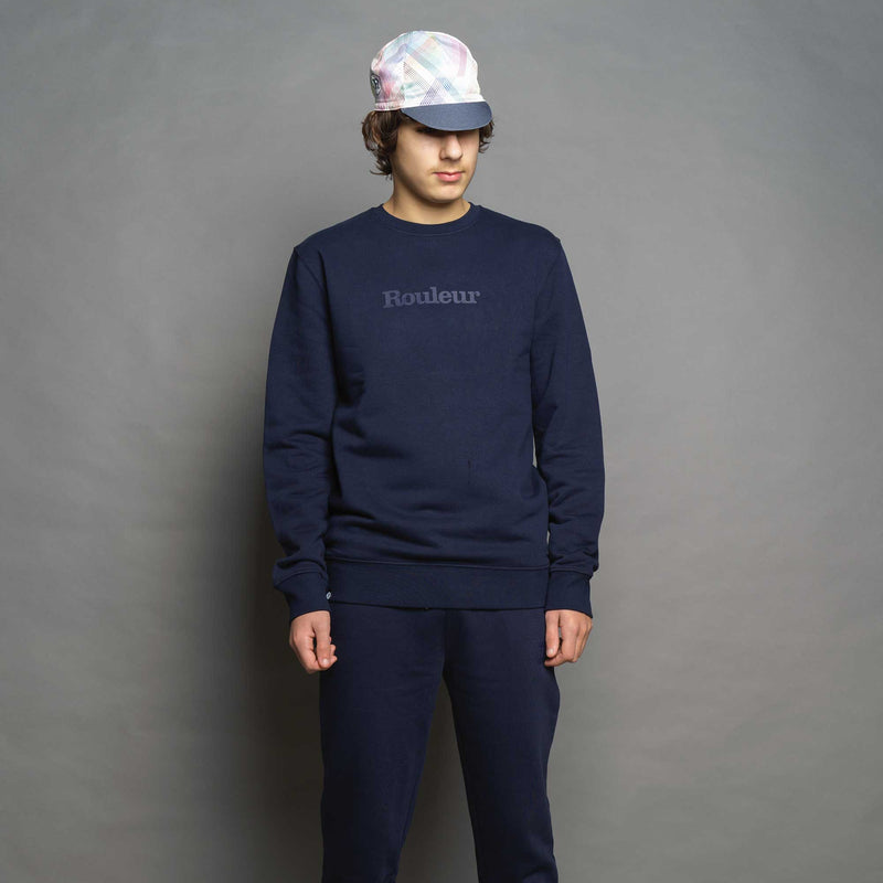 Rouleur Logo - Organic Sweatshirt - Unisex - French Navy