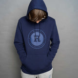 Rouleur Logo - Organic Hooded Sweatshirt - Unisex - Heather Blue