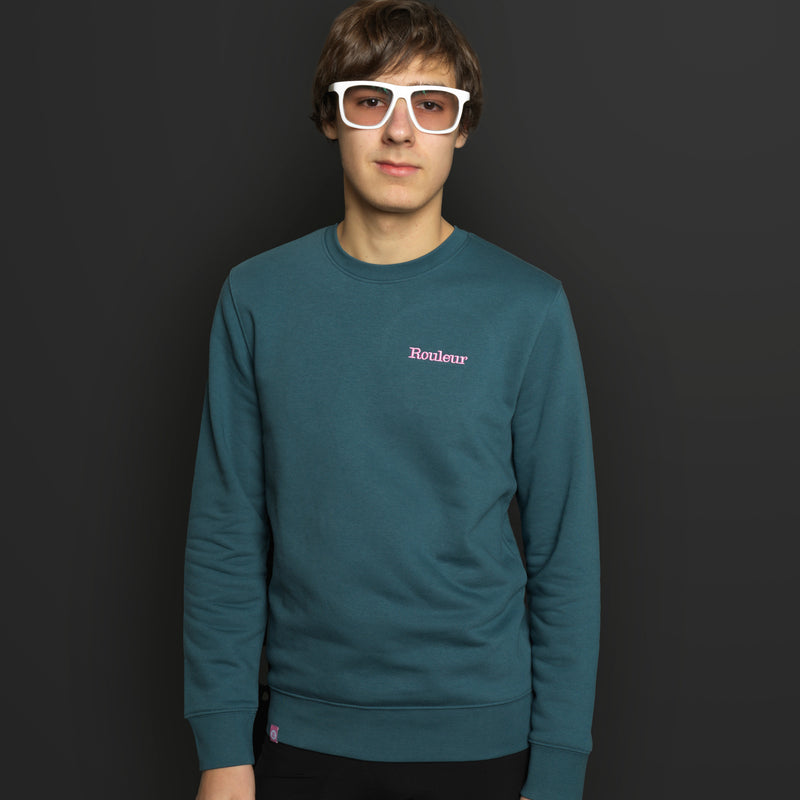 Rouleur Logo - Embroidered Organic Sweatshirt - Unisex - Green